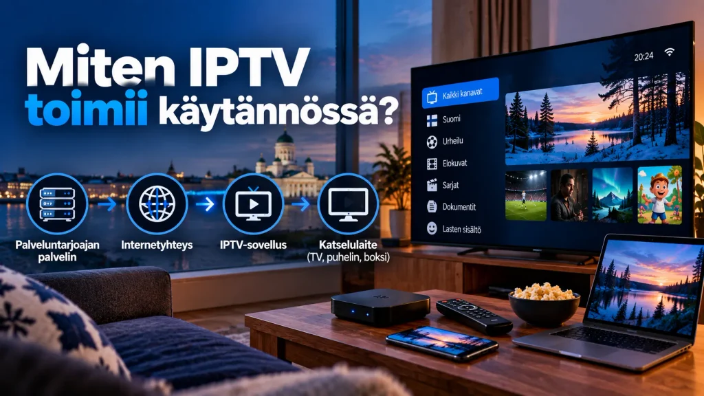 Miten IPTV toimii käytännössä – palvelin, internetyhteys ja IPTV-sovellus